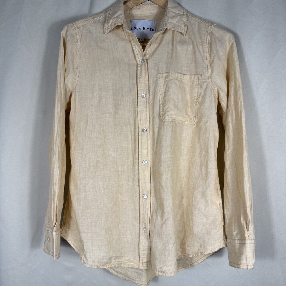 Anthropologie Lola River Womens Small Cotton Button Down Shirt Coastal Boho